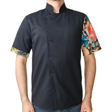 Aşçı Ceketi Desenli Unisex Çıtçıtlı Kısa Kollu Yazlık Chef Aşçı Mutfak Ceket Tablo Desenli