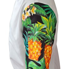 Aşçı Ceketi Desenli Unisex Çıtçıtlı Kısa Kollu Yazlık Chef Aşçı Mutfak Ceket Ananas Desenli