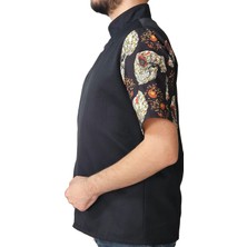Aşçı Ceketi Desenli Unisex Çıtçıtlı Kısa Kollu Yazlık Chef Aşçı Mutfak Ceket Çiçekli Kafa Desenli
