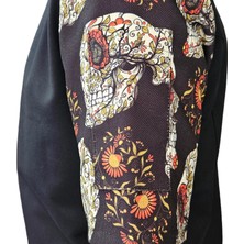 Aşçı Ceketi Desenli Unisex Çıtçıtlı Kısa Kollu Yazlık Chef Aşçı Mutfak Ceket Çiçekli Kafa Desenli