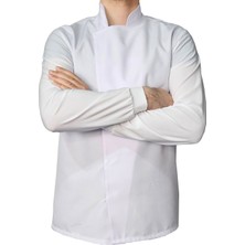 Aşçı Ceketi Likralı Kol Unisex Çıtçıtlı Uzun Kollu Chef Aşçı Mutfak Beyaz Ceket