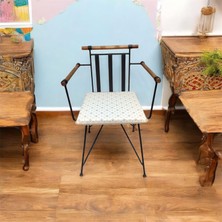 40*40 Duck Kumaş Bej Geometrik Desenli 4 cm Lik Sandalye Minderi
