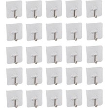 25 Adet Kendinden Yapışkanlı Şeffaf Askı Metal Kancalı Askılık