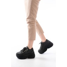 SP-156 Siyah Bağcıklı Fermuarlı Yüksek Taban Günlük Spor Ayakkabı