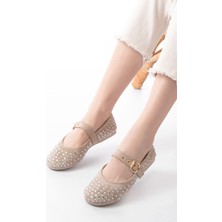 DM-6020 Bej Troklu Baret Tokalı Günlük Kadın Babet