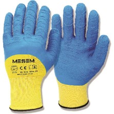 Meşem Pütürlü Camcı Eldiven 3/4 Kaplı Mavi 10 No EL190
