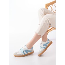 M-6005 Mavi Garni  Bağcıklı Termo Taban Günlük Kadın Spor