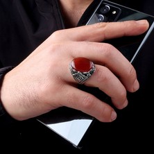 Akik Taşlı 925 Ayar Gümüş Erkek Yüzük