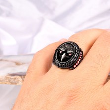925 Ayar Gümüş Kartal Motifli Mikro Taşlı Erkek Yüzük