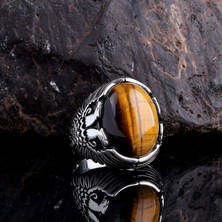 Kaplangözü Taşlı Çift Başlı Kartal Model Erkek Yüzük