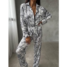 Coccolarsı Alberi Neri Saten Uzun Pijama Takımı