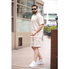 Erkek Oversize Şort Takım 85274 Bej