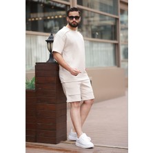 Erkek Oversize Şort Takım 85274 Bej