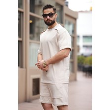 Erkek Oversize Şort Takım 85274 Bej
