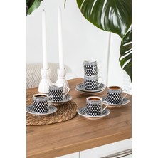 Teknotrust YX04 Desenli Porselen Fincan Takımı - Türk Kahvesi 6 Kişilik 90 cc