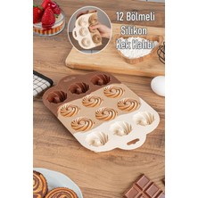 Teknotrust 185 12'li Silikon Kurabiye Tatlı Kalıbı, Silikon Kalıp Seti, Mini Kek Kalıbı, Çikolata Pişirme Kalı