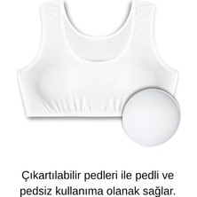 %95 Pamuklu Kız Çocuk Likralı Penye Kalın Askılı Pedli Alıştırma Sütyeni Yarım Atlet 6lı Set