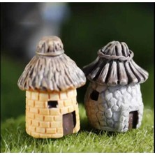 2'li Minik Ev Teraryum Obje Minyatür Obje Teraryum Aksesuar Teraryum Süsü