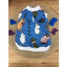 Bellorsi Desenli Penye Mavi Kedi Köpek T-Shirt