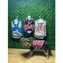 Bellorsi Desenli Penye Mavi Kedi Köpek T-Shirt