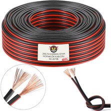 Kk Kardelen 2075S Hoparlör Kablosu Kordon 2x0.75 Zayıf Akım LED Oto Tesisat Kablosu Siyah