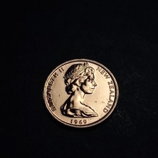 Escoines Koleksiyon 3996367F90446ED525 1cent 1969 Yeni Zelanda Proof Eski Yabancı Madeni Para