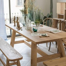 Ahşap Doğal Kütük Yemek / Toplantı / Çalışma Masası