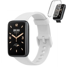 Sneezy Mi Band 7 Pro Ile Uyumlu Yumuşak Soft Silikon Tokalı Kordon ve Tpu Şeffaf Kasa Koruyucu