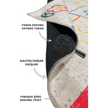 The Reef Design Seksek Desenli Çocuk Odası Bebek Odası Halısı Kaymaz Yıkanabilir Antialerjik Dijital Baskılı Halı