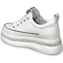 Zeytuk Beyaz Sneakers Deri Kadın Ayakkabı