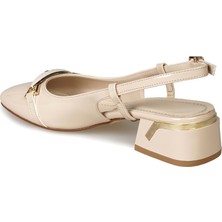 Zeytuk Bej Slingback Ayakkabı Rugan Deri Kadın Ayakkabı