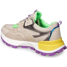 Zeytuk Krem Sneakers Tekstil Kadın Ayakkabı