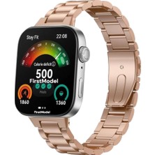 FirstModel Huawei Watch Fit 3,4,4 Pro Uyumlu Paslanmaz Çelik Kordon Pim Çevirici Aparartı ile Akıllı Pimli Rose Gold