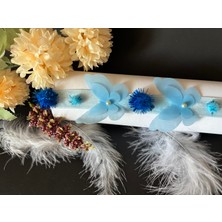 Mavi Kelebek ve Ponponlu Lastik Bandana