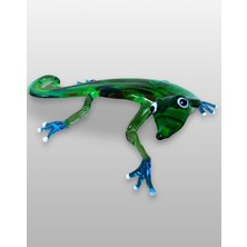 Dekoratif Murano Cam Biblo El Yapımı Kertenkele Yeşil 15  cm
