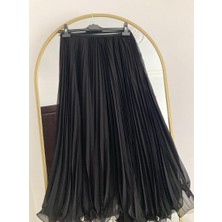 Rstm Butik Piliseli Misina Detaylı Şifon Astarlı Etek