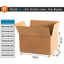 PackMai 60x40x40 cm | 10 Adet | 6 mm Çift Oluklu Karton Koli (Ev Taşıma-Çeyiz-Depolama-Nakliye)