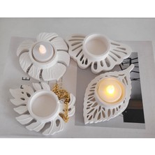 Beton Yaprak Desen Mumluk 4 Lü Set