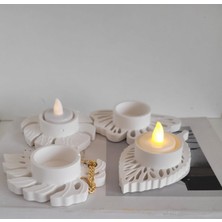 Beton Yaprak Desen Mumluk 4 Lü Set