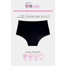 Kadın Külot 5'li Paket Yüksek Bel Külot Siyah, Likralı Pamuklu Kumaş