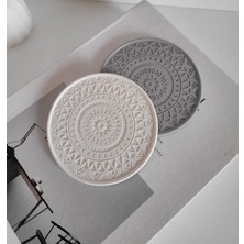 Gri Beyaz Mandala 2 Li Beton Bardak Altlığı
