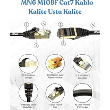Mn6 M109f Cat7 Kablo 15 Metre/10gbps-50 Mikron Altın Kaplama/STP/Cat7 Ethernet Kablosu