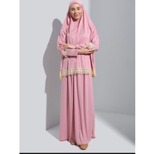 Defka Iki Parça Düz Renk Başörtülü Kadın Namaz Elbisesi