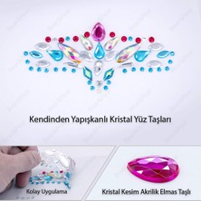 Nova Rengarenk Istiridye Kesim Kalp Detaylı Yüz Taşı Face Sticker