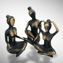 Siyah Yoga Üçlü Kadın Poliresin Biblo
