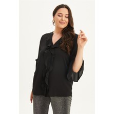 Myline Önü Fırfırlı Kolları Volanlı Bluz 45441