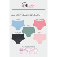 Kadın Külot 5'li Paket Yüksek Bel Külot Koyu Soft, Likralı Pamuklu Kumaş