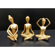 Dekoratif Süs Yogacı Kadın Biblo Polyester 3lü Gold
