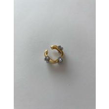 Baget Taşlı Gold Renkli Dikdörtgen Kıkırdak Küpe