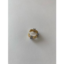 Baget Taşlı Gold Renkli Dikdörtgen Kıkırdak Küpe